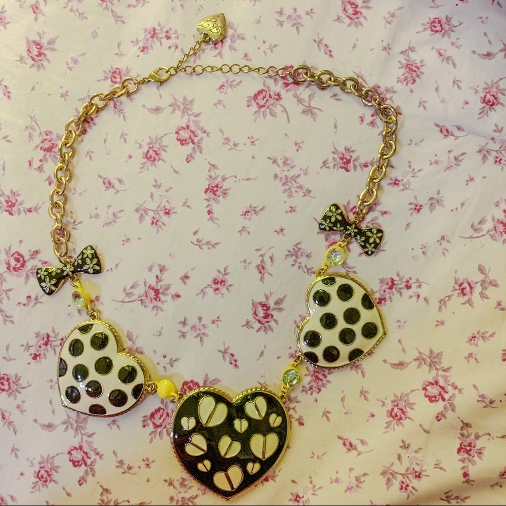 Betsey Johnson Heart Polkadot necklace